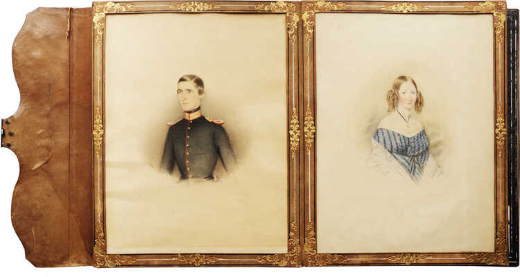 Рейбиш Гюнтер Фридрих. Кожаная папка с золотым тиснением с семью акварельными портретами